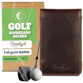RAW HYD Leather Golf Scorecard Holder (7" x 4.5") Golf Yardage Book Cover - Golf Scorecard Book - Golf Notepad - Great Gift for Golfers - Golf Cart Scorecard Holder