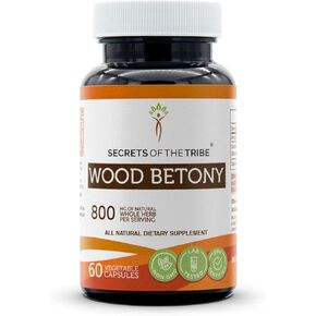 Secrets of the Tribe Wood Betony 60 Capsules, 800 mg, Wood Betony (Stachys officinalis) Dried Top (60 Capsules)