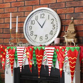 Christmas Fireplace Mantel Scarf Cover Christmas Xmas Tree Hat Mantel Cloth Runner Banner for Christmas Home Fireplace Holiday Seasonal Winter Decoration Party Supplies, 85.8 x 25.6 Inch