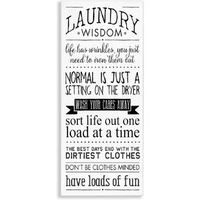 Stupell Industries Laundry Wisdom Sign Daily Life Cleaning Puns, Designed by Stephanie Workman Marrott Canvas Wall Art, 10 x 24, Off-White