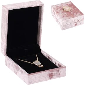 DesignSter Pendant Necklace Gift Box,Necklace Pendant Box for Jewelry Gift Boxes,Vintage Necklace Display Case for Engagement, Anniversary, Ceremony,Pink