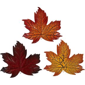 FOMIYES Metal Maple Leaves Statue 3Pcs Maple Leaves Metal Autumn Leaves Hanging Maple Leaf Wall Decor Window Decoration for Christmas Thanksgiving Holidays Iron Maple Leaves Wall Decor
