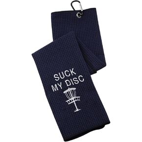 PWHAOO Funny Disc Golf Towel Golf Towel Embroidered Golf Towel Gift Suck My Disc Golf Towel with Clip (Suck My Disc)