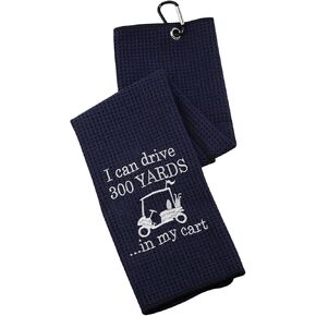 Funny Golf Towel Gift I Can Drive 300 Yards in My Cart Golf Towel with Clip Gift for Golf Lover (300 Yards in My Cart)