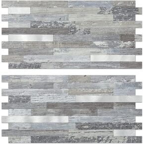 AULIGET 20 Sheets Faux Stone Peel and Stick Backsplash, White Marble Look PVC Wall Tiles Stick on Backsplash for Kitchen