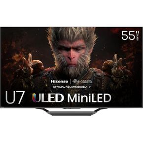 Hisense 55-Inch Class U7 Series Mini-LED ULED 4K UHD Google Smart TV (55U7N, 2024 Model) - QLED, Native 144Hz, Motion Rate 480, Full Array Local Dimming, Game Mode Pro, Alexa Compatibility