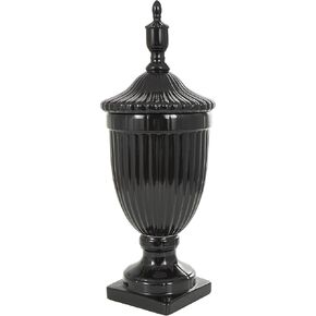 Deco 79 Ceramic Living Room Decorative Jars Decorative Container, Jar with Lid 10" x 10" x 25", Black