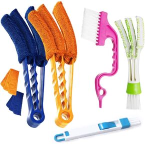 Set of 5 - Window Blind Cleaner Duster Sliding Door Track Brush, Windowsill Sweeper 2-in-1, Hand-held Groove Gap Cleaning Tool for Shutters, Air Conditioner, Car Vents, Window Sill