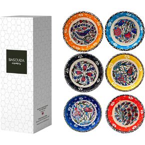 Bascuda Decorative Bowl Set of 6 with Gift Box - Handmade 3.15''- 8cm Decorative Bowls for Home Decor, Office Decor, Multicolor, Dipping, Finger, Small Serving Bowls - 3.15 inch Bowls (Tulip Style)