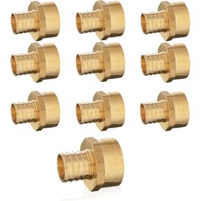 (10-Pack) PEX Fittings, Pex 3/4"x3/4" Female Threaded NPT Adapter, Brass Crimp Fittings, for PEX Tubing Pipe Plumbing, ASTM F1807