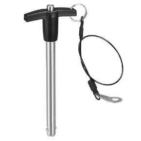 NRC&XRC Stainless Steel 304 Push-Button Quick Release Pin T Handle Lock Pins, Pin Dia 1/2IN(12.7MM).Usage Length 58MM(2.3in) with Lanyard Cable (2Pack, Specs(Dia)XLength:12.7*58mm)