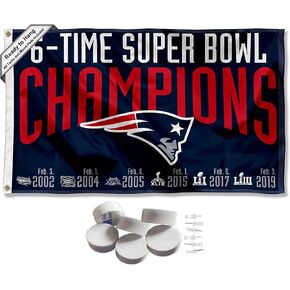 New England Patriots 6 Time Super Bowl Champions Banner and Tapestry Wall Tack Pads