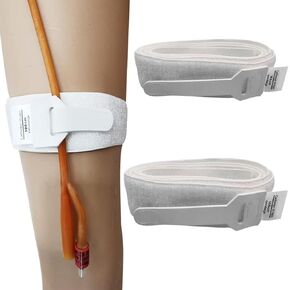 2PC Catheter Leg Bag Holder Adjustable Catheter Leg Strap Urinary Drainage Tube Holder Catheter Stabilization Device Anti Slip Anti Irritation Catheter Holder Elastic Comfortable