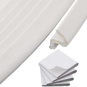 GORGECRAFT 16.4 Feet x 0.47in Weather Stripping Door Seal Strip Soundproof Q Foam Kerf Door Frame Weatherstrip with Slot Card Installation 4Pcs Corner Seals for Draft Stopper Windows Gaps Filler White