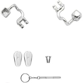 1 Pair Eyeglass Nose Pads Arm Replacement Metal Nose Pad Holder Nose Bridge Metal Plug-in Nose Piece Nose Pads Stainless Steel Screwdriver Eyeglass Repair Kit