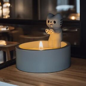 Cat Candle Holder Handmade Sturdy High Tempe Resistant Cat Warming Paws Candle Holder Decoration Gift for Cat Lover (Not Includes Candle) (CAT)