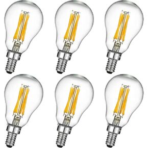 LiteHistory E12 led Bulb dimmable 6W Equal e12 Candelabra Bulb 60 watt A15 LED Bulb for Ceiling Fan,Chandeliers,Wall sconces Warm White 2700K 600LM AC120V Clear 6Pack
