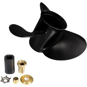 48-77350A45 12 1/2 X 23 Pitch 3 Blade 15 Spline Tooth Outboard Boat Propeller Replacement for Mercury Black Max Propeller 40-140 HP Aluminum Prop with Hub Kit