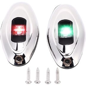 EVGATSAUTO Boat Navigation Light, 316 Stainless Steel Rubber Pad Bow Light LED Green Red IP66 Waterproof 1 Nautical Mile Visibility Sailing Lamp for Pontoons Yachts