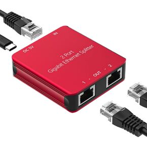 Semusgx Ethernet Splitter 1 to 2 High Speed 1000Mbps, RJ45 Gigabit Ethernet Splitter, LAN Internet Splitter Connector for Cat 5/5e/6/7/8 (2 Devices Simultaneously Networking)