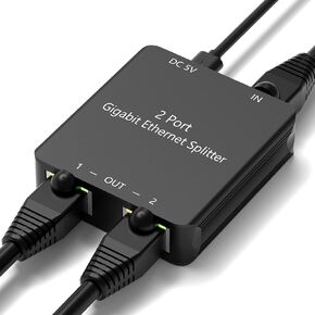 Semusgx Ethernet Splitter 1 to 2 High Speed 1000Mbps, RJ45 Gigabit Ethernet Splitter, LAN Internet Splitter Connector for Cat 5/5e/6/7/8 (2 Devices Simultaneously Networking)