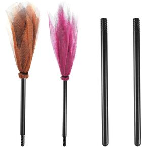 2pcs Halloween Witch Broom, Plastic Halloween Witch Broomstick Flying Witch Broom Halloween Broomstick for Halloween Costume Masquerade Show Dress Up Dance Party(Red Orange)