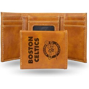 Rico Industries NBA Boston Celtics Laser Engraved Brown Tri-Fold Wallet - Men's Accessory