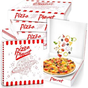 24 Pcs Pizza Planet Pizza Boxes 12" x 12" x 1.9" Large Pizza Boxes for Pizza Cake Cookies Food Pizza Planet Decorations for Inspired Story Party Favor Pizza Planet Party Decorations