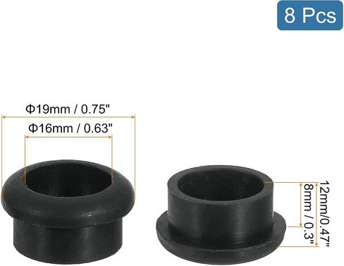uxcell T Type Rubber Grommet, 8 Pcs 14mm Mount Dia, Round Grommets Firewall Plug Grommets Hole Plug for Wire Cable Plug Plumbing, Black in Saudi Arabia