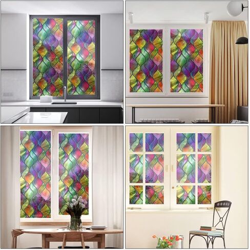 VANZACK Window Privacy Film Decal Window Privacy Film, Window Decal, Decorative Window Film, Glass Window Cling Decorative Window Vinyl Decal 3D Window Glass Film Stained Glass in Saudi Arabia