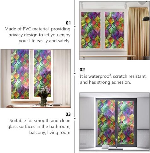 VANZACK Window Privacy Film Decal Window Privacy Film, Window Decal, Decorative Window Film, Glass Window Cling Decorative Window Vinyl Decal 3D Window Glass Film Stained Glass in Saudi Arabia