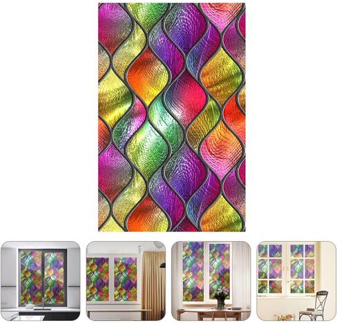 VANZACK Window Privacy Film Decal Window Privacy Film, Window Decal, Decorative Window Film, Glass Window Cling Decorative Window Vinyl Decal 3D Window Glass Film Stained Glass in Saudi Arabia