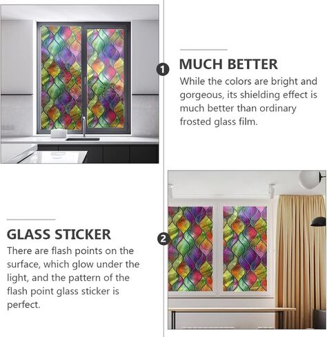 VANZACK Window Privacy Film Decal Window Privacy Film, Window Decal, Decorative Window Film, Glass Window Cling Decorative Window Vinyl Decal 3D Window Glass Film Stained Glass in Saudi Arabia