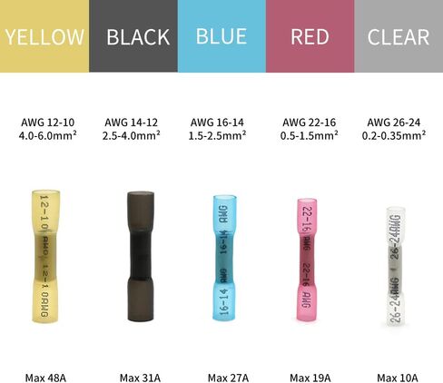 200 قطعة من موصلات مؤخرة الانكماش الحراري من Vrupin، موصلات أسلاك كهربائية مقاومة للماء من الدرجة البحرية البيضاء 26-24 AWG، أطراف تجعيد الأسلاك المعزولة بالنحاس المعلب لشاحنة القوارب in Kuwait