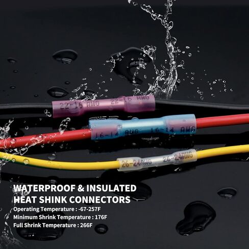 200 قطعة من موصلات مؤخرة الانكماش الحراري من Vrupin، موصلات أسلاك كهربائية مقاومة للماء من الدرجة البحرية البيضاء 26-24 AWG، أطراف تجعيد الأسلاك المعزولة بالنحاس المعلب لشاحنة القوارب in Kuwait