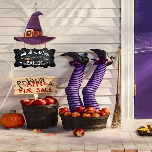 HPNIUB Halloween Front Door Hanging Decor, Trick or Treat Hanging Door Sign, Scary Halloween Pumpkin Porch Outdoor Plaque for Halloween Haunted Party(11.4x2.75INCHx6PCS) in Saudi Arabia
