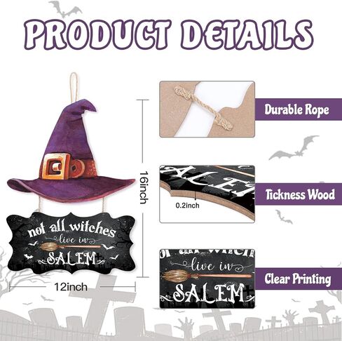 HPNIUB Halloween Front Door Hanging Decor, Trick or Treat Hanging Door Sign, Scary Halloween Pumpkin Porch Outdoor Plaque for Halloween Haunted Party(11.4x2.75INCHx6PCS) in Saudi Arabia
