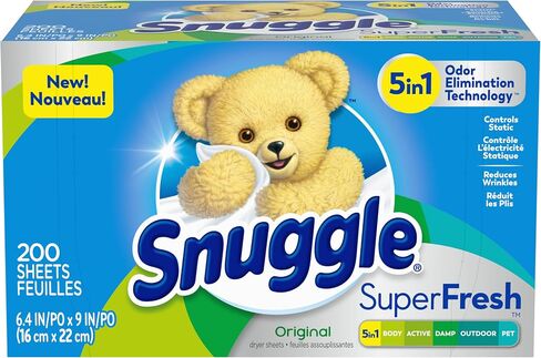 Snuggle Plus SuperFresh Fabric Softener Dryer Sheets with Static Control and Odor Eliminating Technology, Original, 200 Count in Saudi Arabia