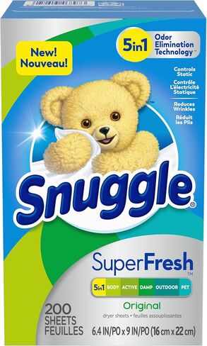 Snuggle Plus SuperFresh Fabric Softener Dryer Sheets with Static Control and Odor Eliminating Technology, Original, 200 Count in Saudi Arabia