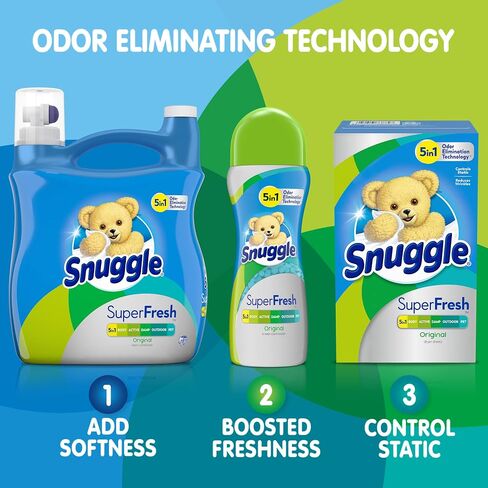 Snuggle Plus SuperFresh Fabric Softener Dryer Sheets with Static Control and Odor Eliminating Technology, Original, 200 Count in Saudi Arabia