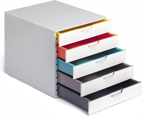 منظم أدراج سطح المكتب المتين (مزيج من 10 أقسام مع ملصقات قابلة للإزالة) 11 بوصة عرض × 14 بوصة عمق × 11.375 بوصة ارتفاع، أبيض ومتعدد الألوان (763027) in Kuwait