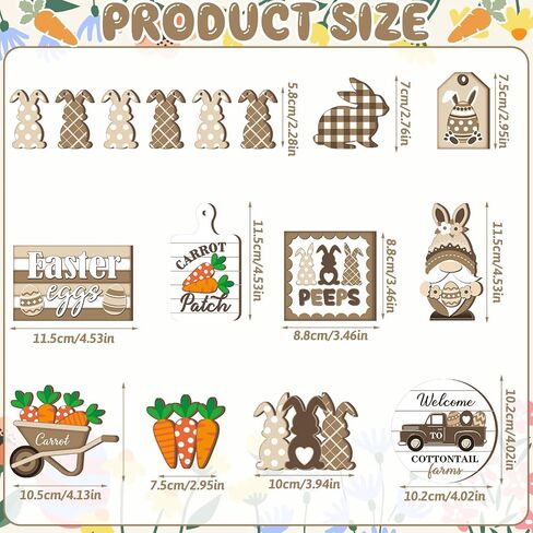 21 Pcs Easter Bunny Tiered Tray Decor, Farmhouse Tiered Tray Decorations, Happy Easter Bunny Carrots Buffalo Plaid Wooden Signs, Rustic Easter Rabbit Decor for Home Table Mantel Church Party in Saudi Arabia