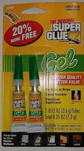 The Original Super Glue Cyanoacrylate Gel, 0.12 Oz Each, 2 Tubes in Kuwait