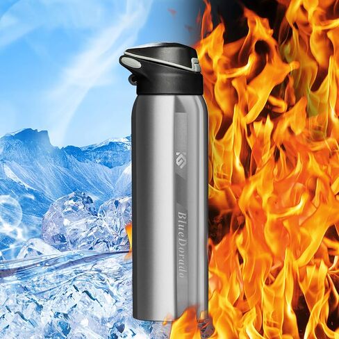 Bicycle Water Bottle, Vacuum Stainless Steel Cycling Water Bottle, Modern Double Walled Simple Thermo Mug, Insulated Bike Water Bottle with Straw Lid & Flex Cap, BPA-Free,18 Oz in Saudi Arabia