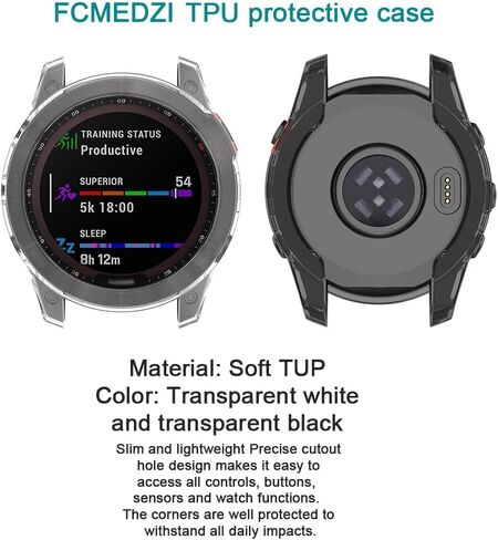 TPU Protective Case Compatible for Garmin Fenix 7s Pro and Garmin Epix Pro Gen 2 42 mm, Screen Protector Cases and Silicone Charging Dust Plug (Pack of 4+2) in Kuwait