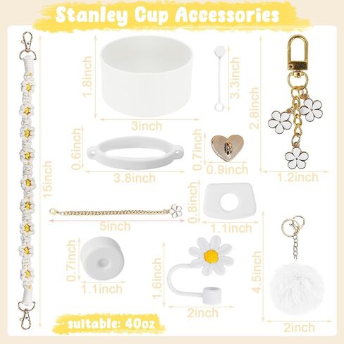 MASTRON 11PCS Stanley Cup Accessories - Including Silicone Straw Cover, Handle Strap, Silicone Boot, Spill Stopper, Leak Stopper, Flower Charms for 40/30oz Stanley Tumbler - Purple in Saudi Arabia