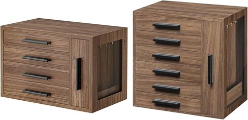 HOOBRO Jewelry Box for Women and Jewelry Organizer Bundle, Wooden Jewelry Box, Jewelry Case with Side Transparent Window, for Earring, Necklace, Bracelet, Ring BH09JB04-BH12JB04 in Kuwait