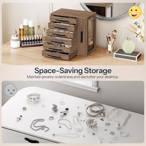 HOOBRO Jewelry Box for Women and Jewelry Organizer Bundle, Wooden Jewelry Box, Jewelry Case with Side Transparent Window, for Earring, Necklace, Bracelet, Ring BH09JB04-BH12JB04 in Kuwait