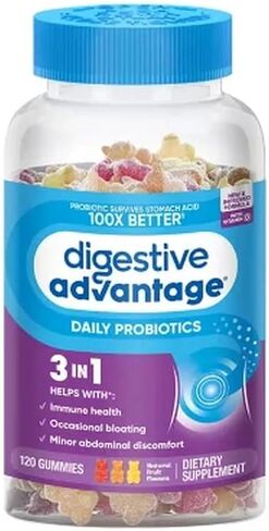Advantage Probiotic Gummies for Digestive Health with Vitamin D, Daily Probiotics for Women & Men, Support for Occasional Bloating, Minor Abdominal Discomfort & Gut Health, Fruit Flavors 120 ct in Saudi Arabia