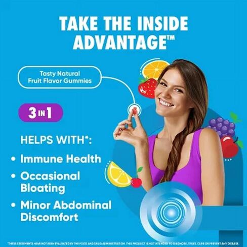 Advantage Probiotic Gummies for Digestive Health with Vitamin D, Daily Probiotics for Women & Men, Support for Occasional Bloating, Minor Abdominal Discomfort & Gut Health, Fruit Flavors 120 ct in Saudi Arabia